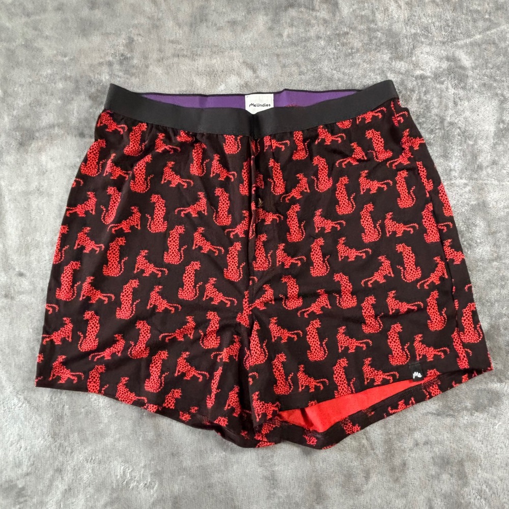 MeUndies Mens Boxer Shorts Red Leopard Cheetah Animal Print Black M M900